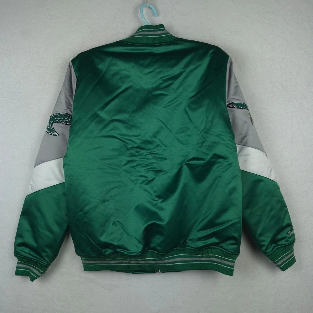Philadelphia Eagles Mitchell & Ness NFL Medium Satin Jacket Green Gray NWT